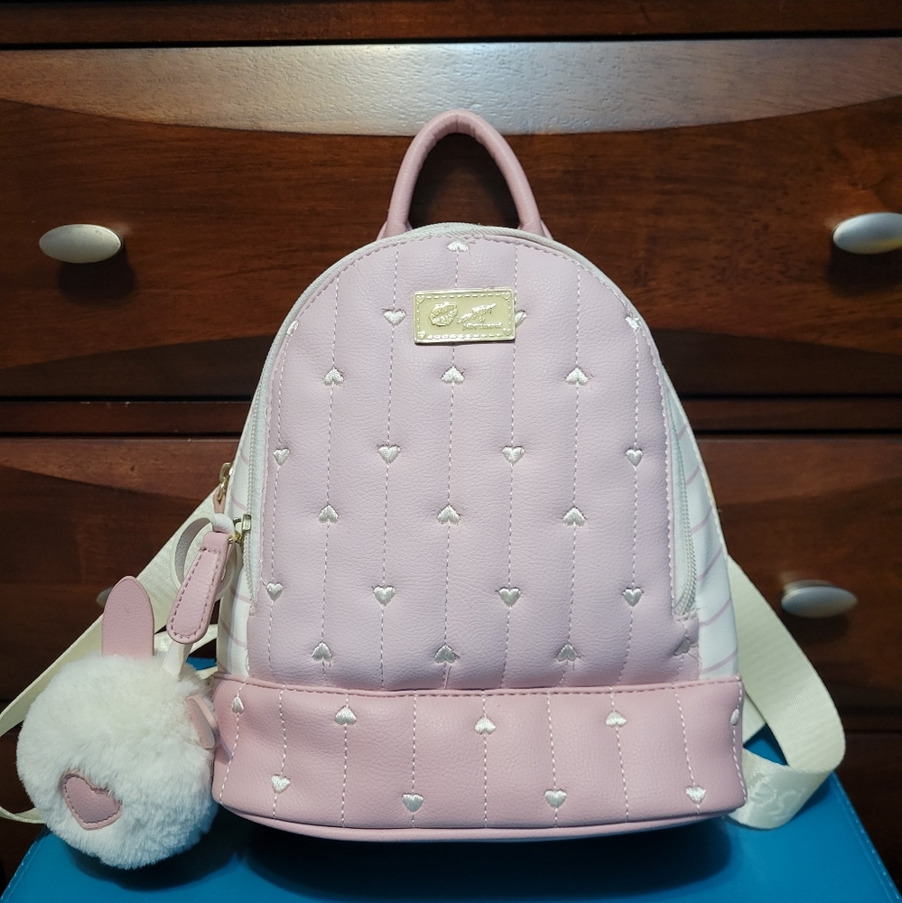 Luv Betsey by Betsey Johnson Pink & White Backpack Purse